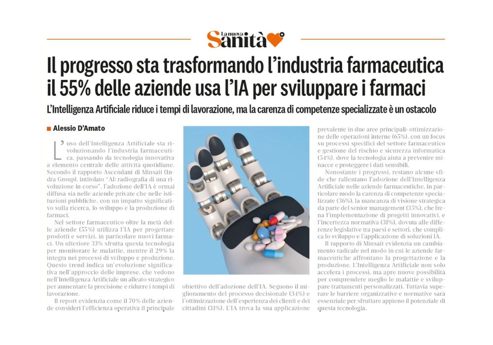 Il progresso sta trasformando l’industria farmaceutica: il 55% delle aziende usa l’IA 