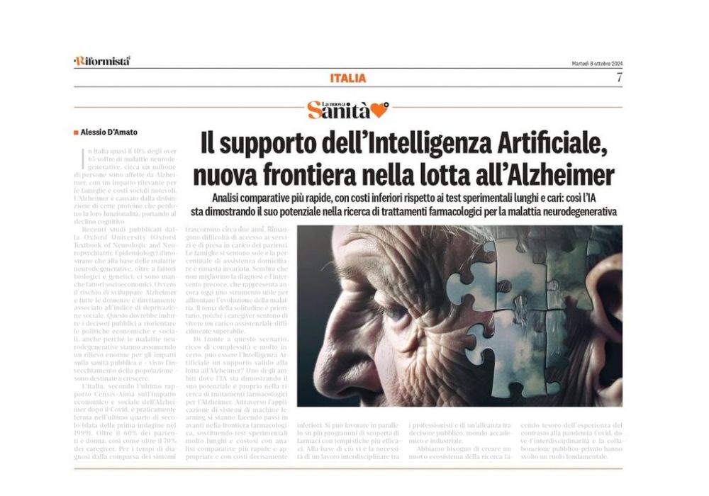 Intelligenza Artificiale, nuova frontiera nella lotta all'Alzheimer