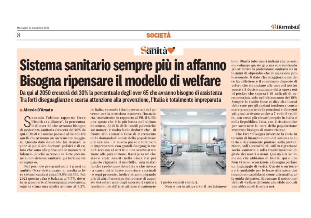 SSN sempre più in affanno, bisogna ripensare il modello di welfare