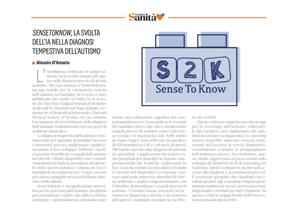 SENSETOKNOW, la svolta dell'IA nella diagnosi tempestiva dell'autismo