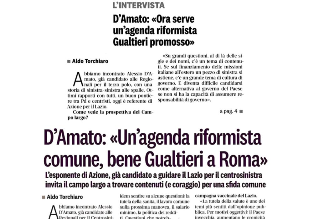 La mia intervista per Il Riformista: la necessità di un'agenda riformista comune