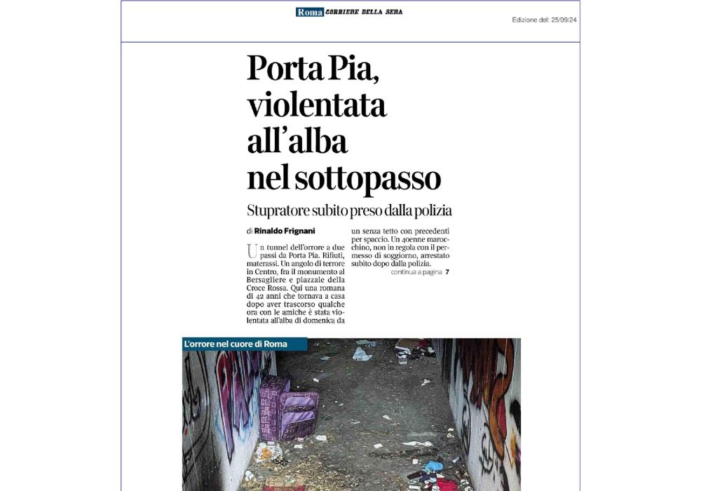 Violentata nel sottopasso di Porta Pia: urgenti politiche di messa in sicurezza